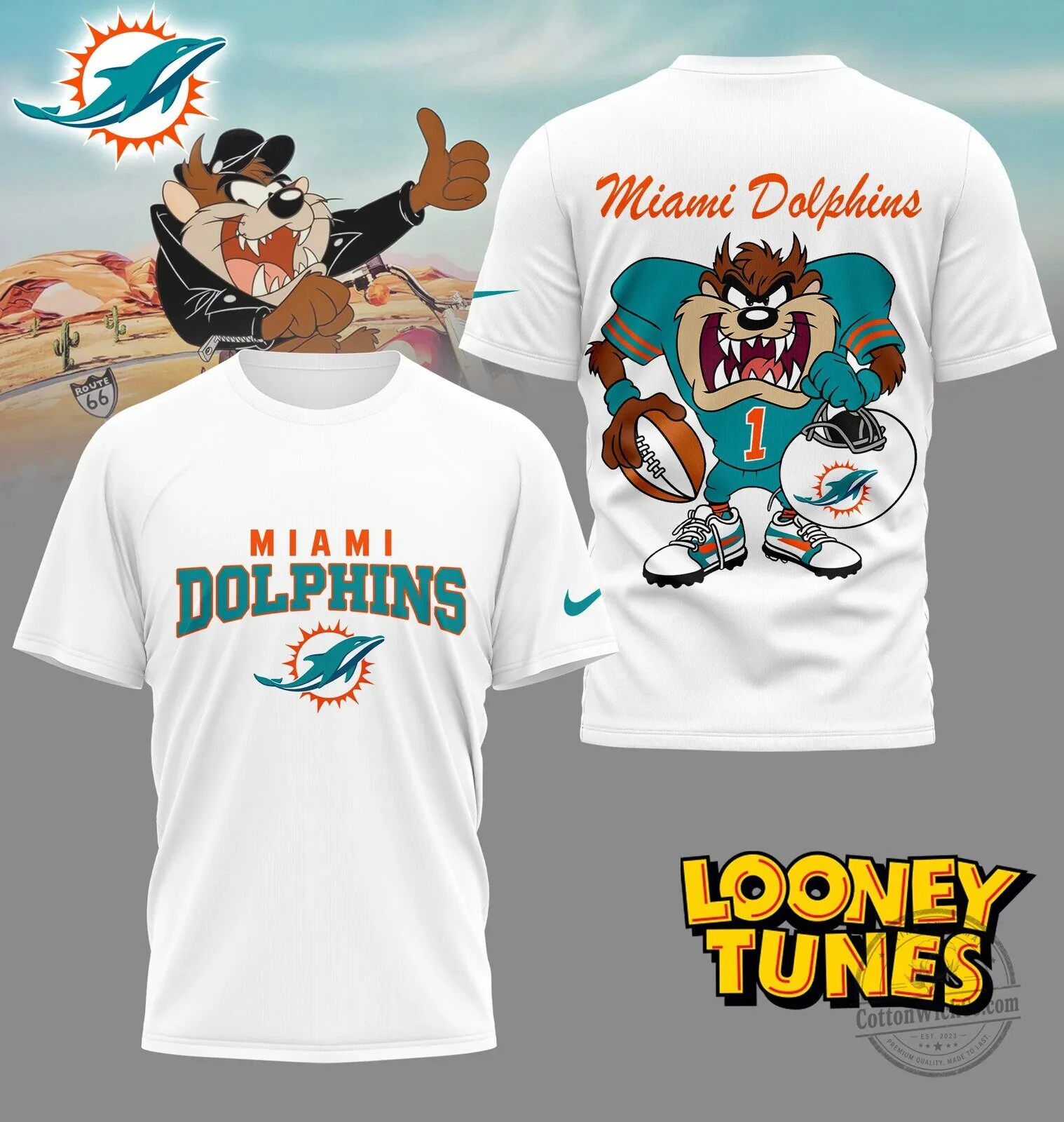 Miami Dolphins | Premium NFL and Looney Tunes Fan Shirt HI