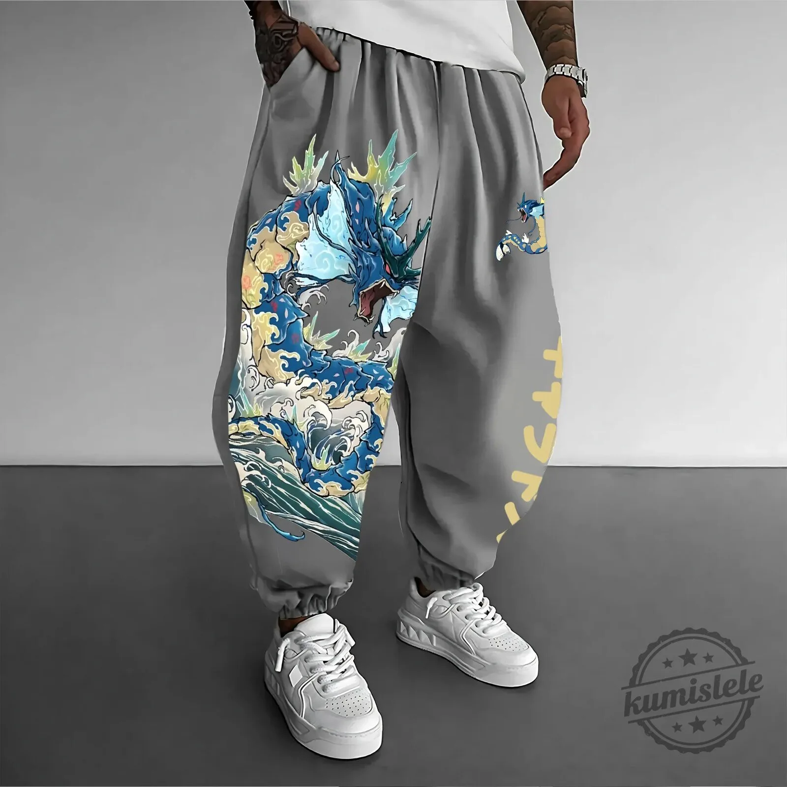 Pokemon Gyarados Japanese Art Style Graphic Print Jogger Pants