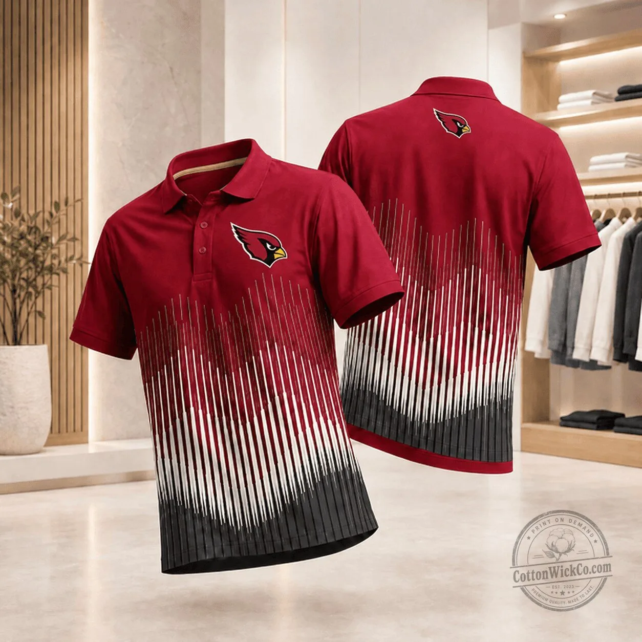 Arizona Cardinals NFL Fan Shirt Dynamic Stripe Premium Polo Shirt