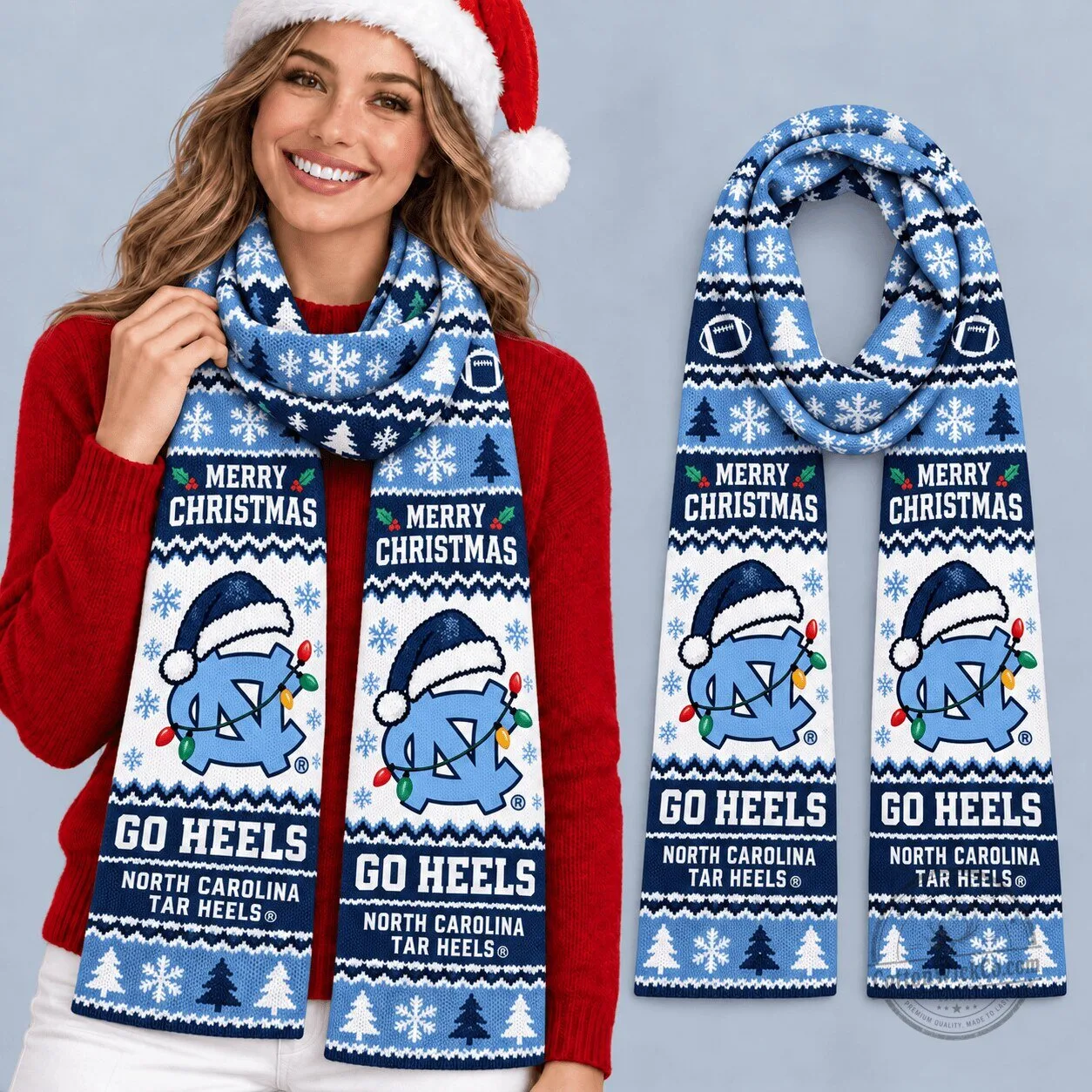 North Carolina Tar Heels Christmas Holiday Winter Knit Scarf 1 North Carolina Tar Heels Christmas Holiday Winter Knit Scarf