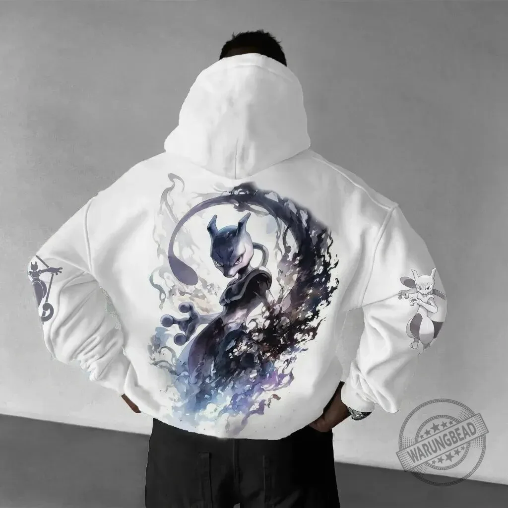Mewtwo Pokémon Anime Character Graphic Art Unisex White Hoodie