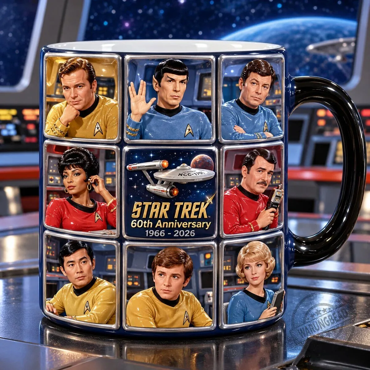 Star Trek Original Series 60th Anniversary Cast Photo Collage Coffee Mug