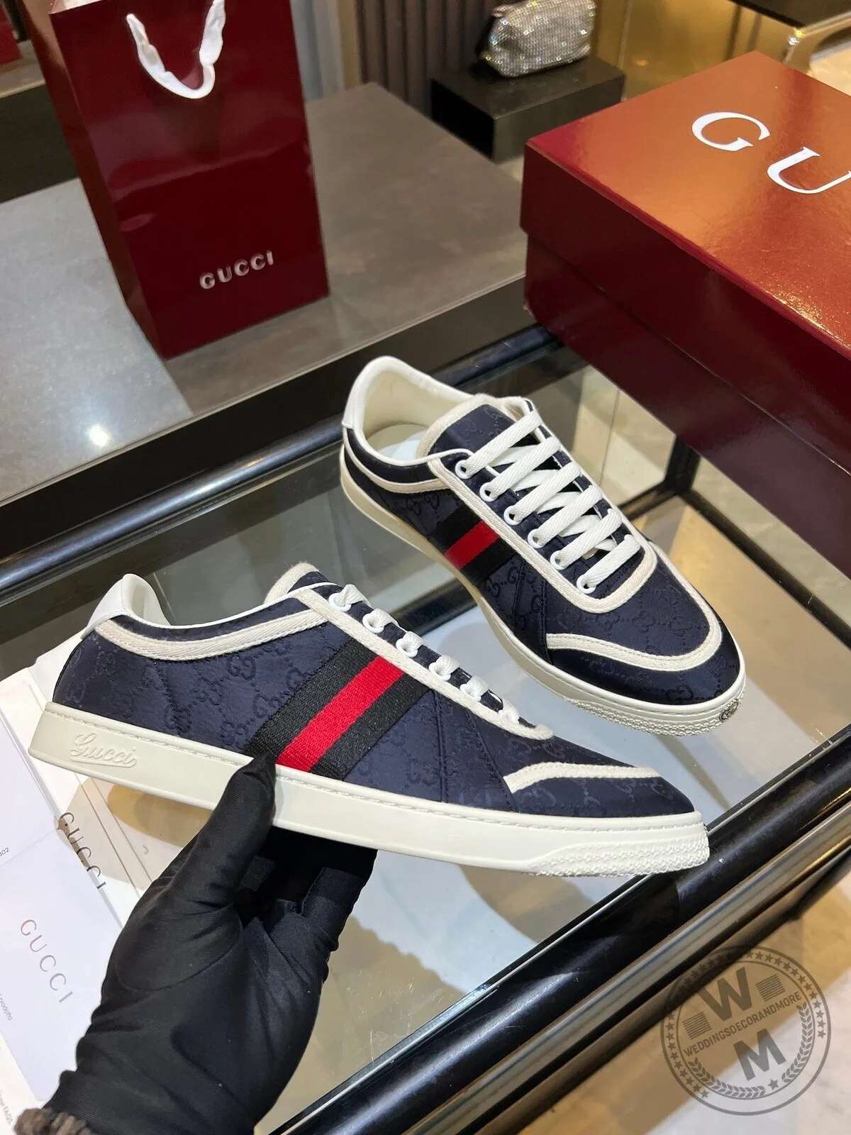 Gucci Interlocking G Stripe Pattern Blue Low Top Sneakers 4 Gucci Interlocking G Stripe Pattern Blue Low Top Sneakers