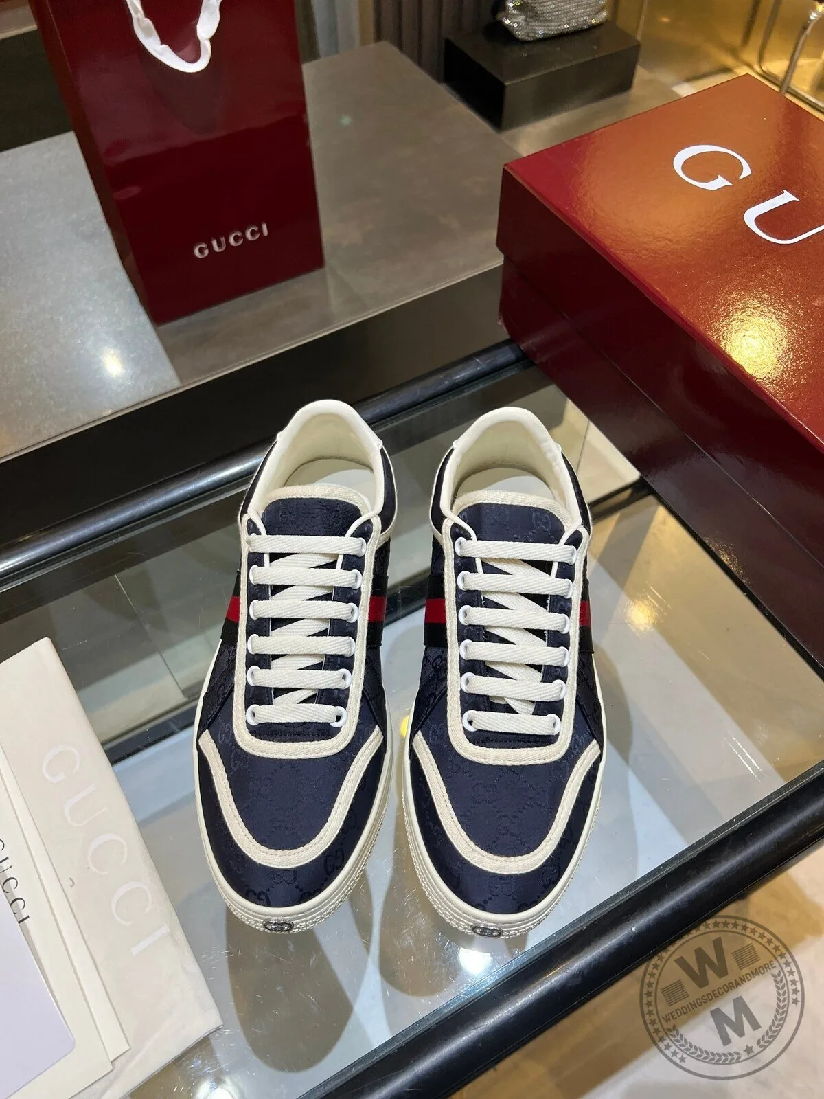 Gucci Interlocking G Stripe Pattern Blue Low Top Sneakers 5 Gucci Interlocking G Stripe Pattern Blue Low Top Sneakers