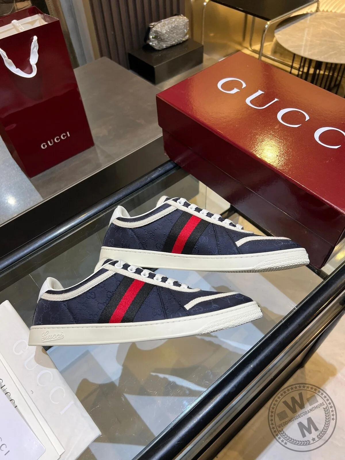Gucci Interlocking G Stripe Pattern Blue Low Top Sneakers 6 Gucci Interlocking G Stripe Pattern Blue Low Top Sneakers