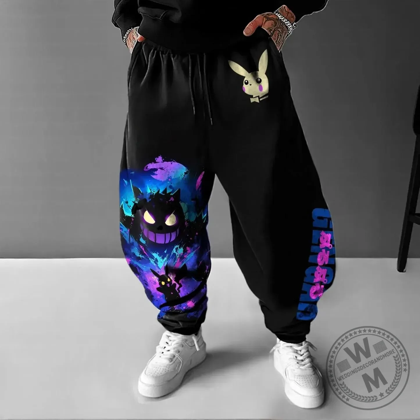 Pokemon Gengar Shadow Anime Character Graphic Print Unisex Jogger Pants
