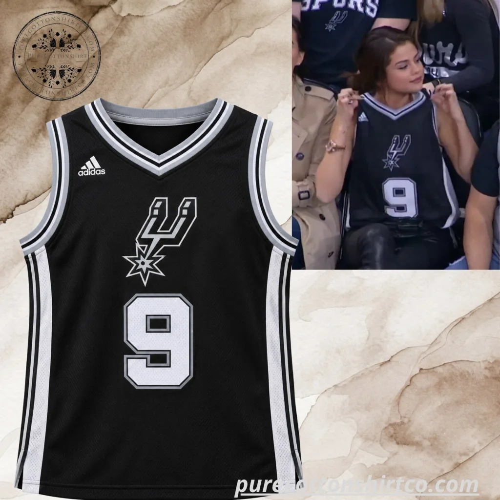 Selena Gomez San Antonio Spurs #9 V-neck Basketball Jersey - NBA Fan Shirt Selena Gomez San Antonio Spurs #9 V-neck Basketball Jersey - NBA Fan Shirt