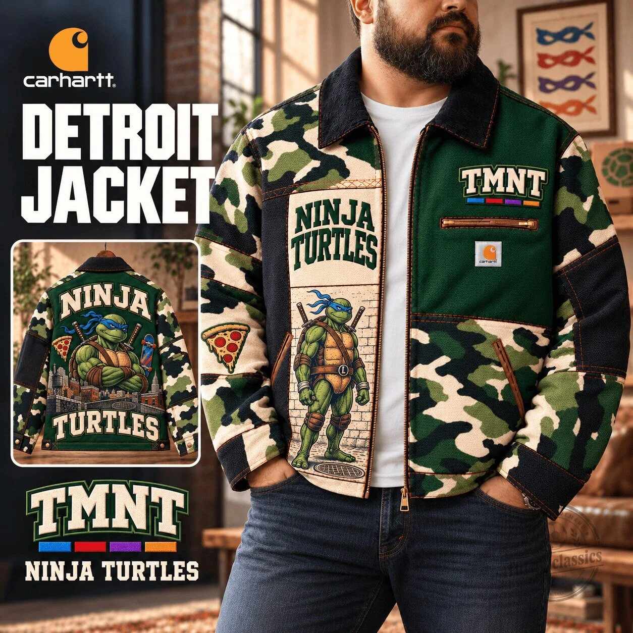 Teenage Mutant Ninja Turtles Camouflage Patchwork Detroit Jacket