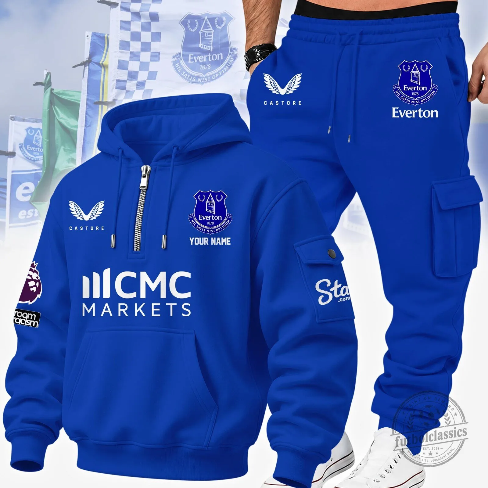 Everton Football Club Royal Blue Quarter Zip Hoodie