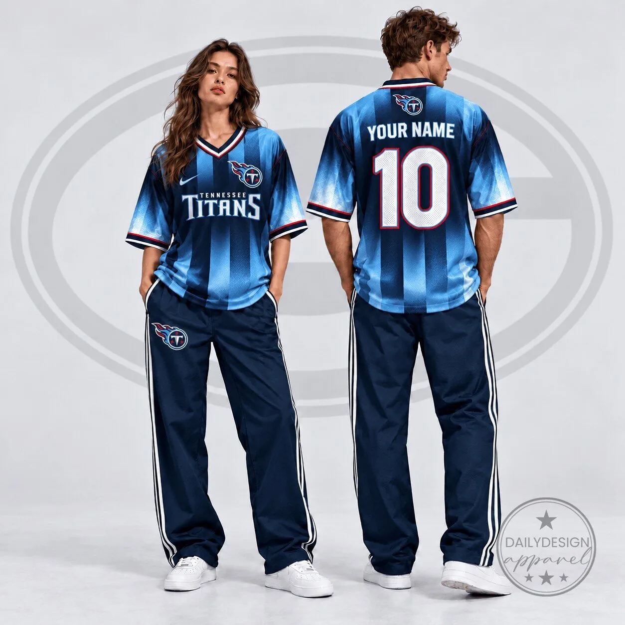 Tennessee Titans NFL Football Team Custom Name and Number Gradient Shadow Jersey
