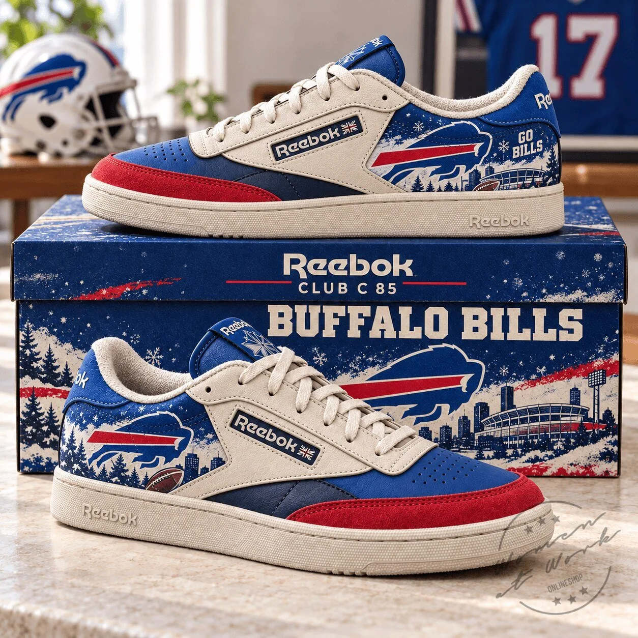 Buffalo Bills Reebok Club C 85 Premium Retro Court Collector Sneakers