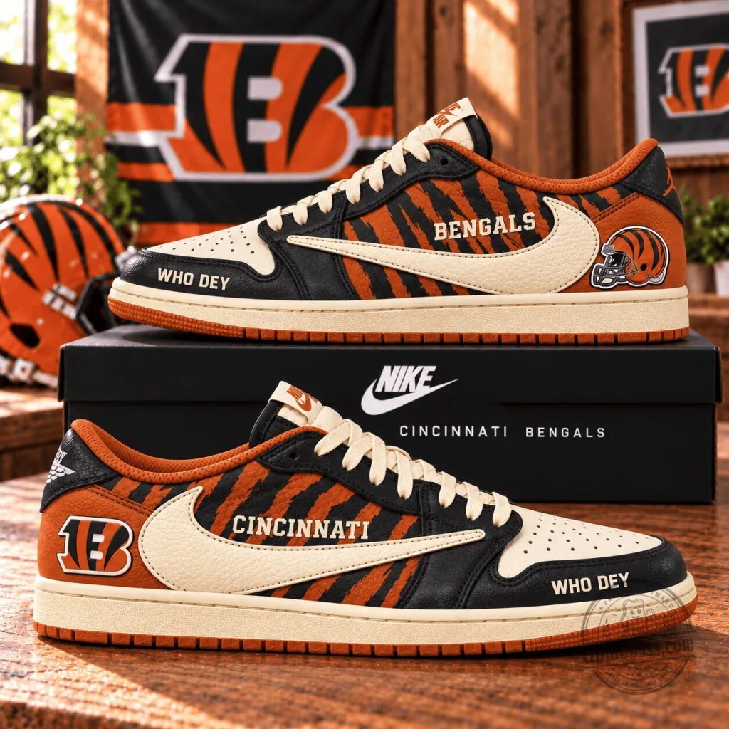 Cincinnati Bengals Who Dey NFL Football Team Low-Top Sneakers Shoes Cincinnati Bengals Who Dey NFL Football Team Low-Top Sneakers Shoes