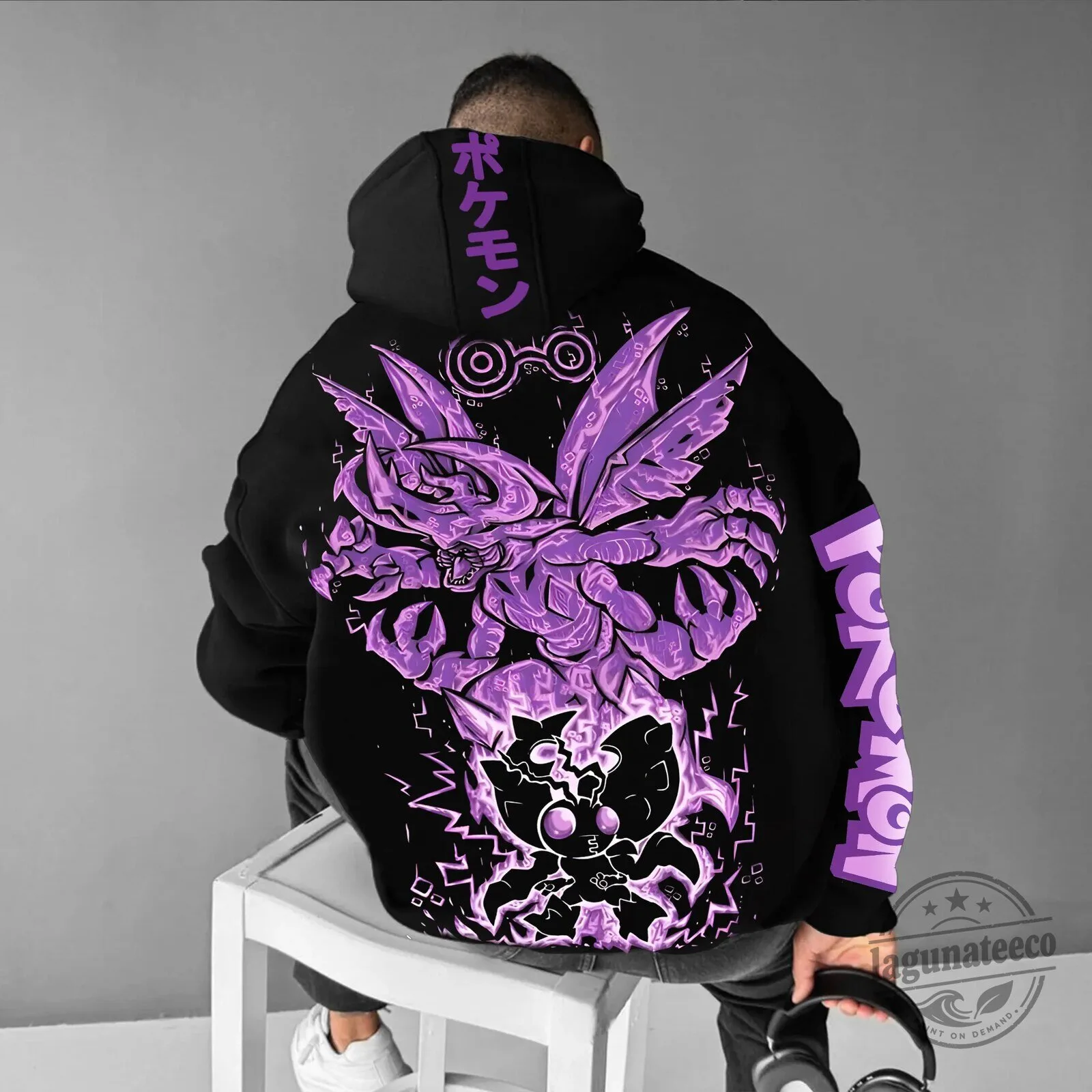 Pokemon Gengar Haunter Gastly Purple Graphic Streetwear Hoodie