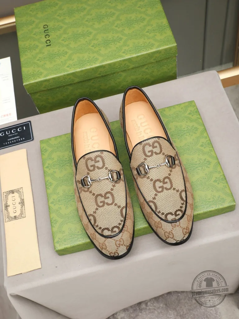 Men's Gucci Loafer Shoes with Monogram and Horsebit Design