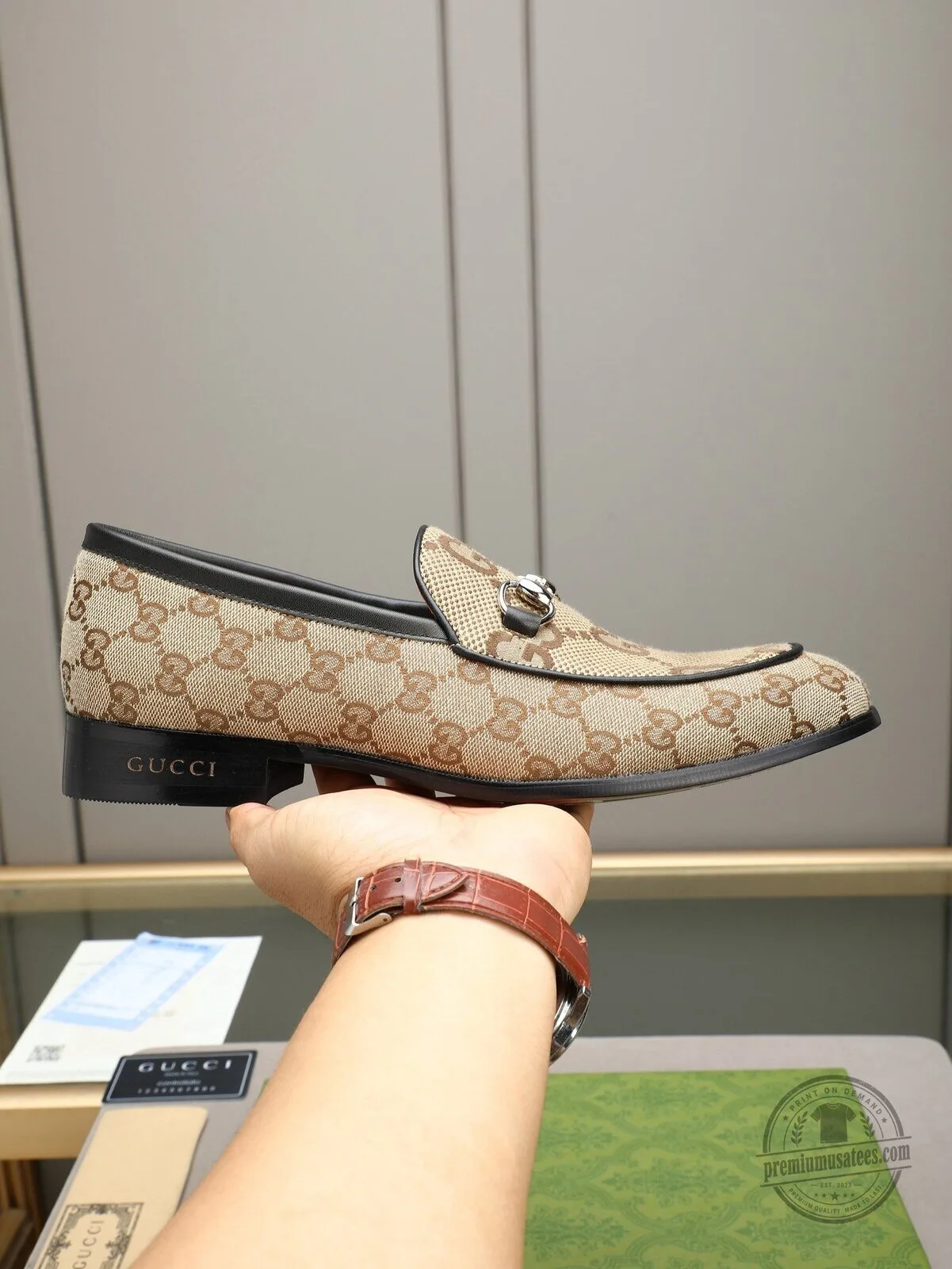 Men's Gucci Loafer Shoes with Monogram and Horsebit Design 5 Men