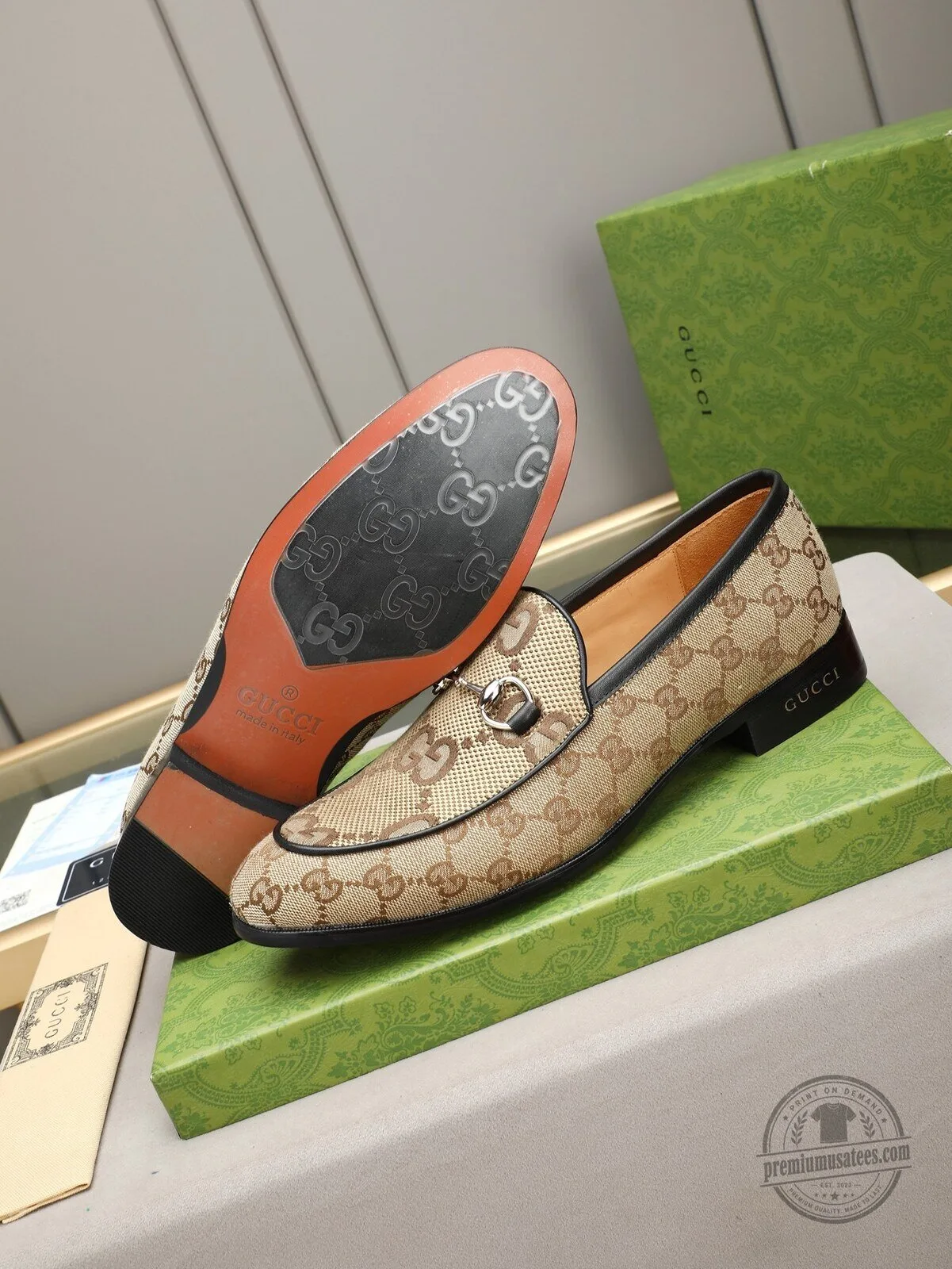 Men's Gucci Loafer Shoes with Monogram and Horsebit Design 6 Men