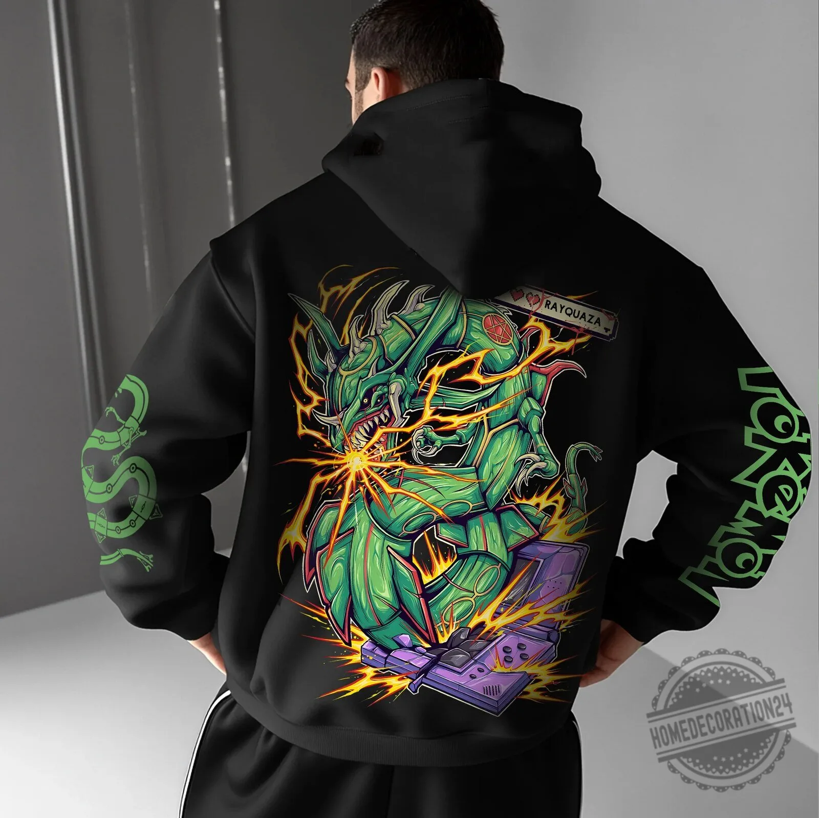 Pokemon Rayquaza Game Boy Graphic Black Hoodie