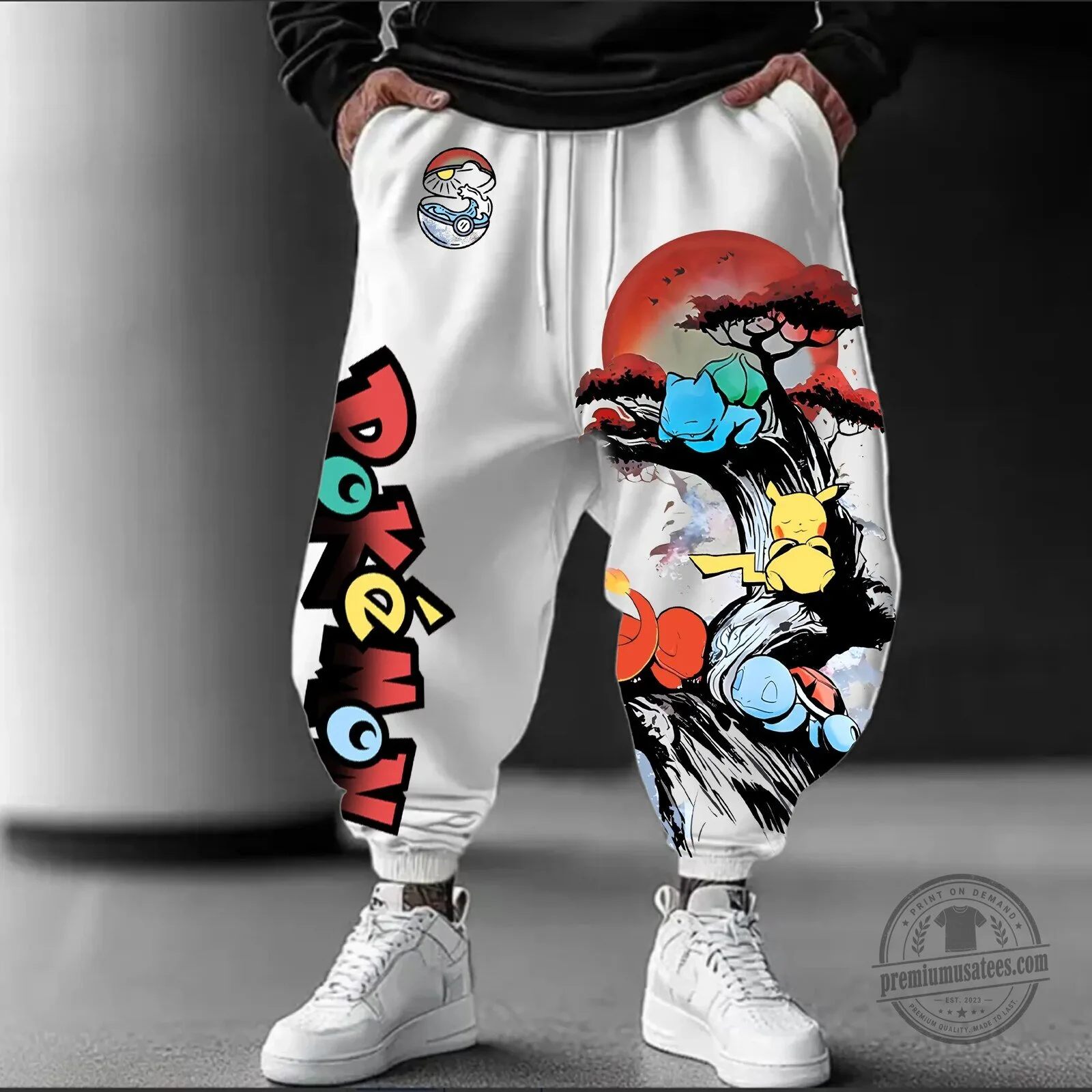 Pokemon Pikachu Squirtle Charmander Bulbasaur Anime Streetwear Pants