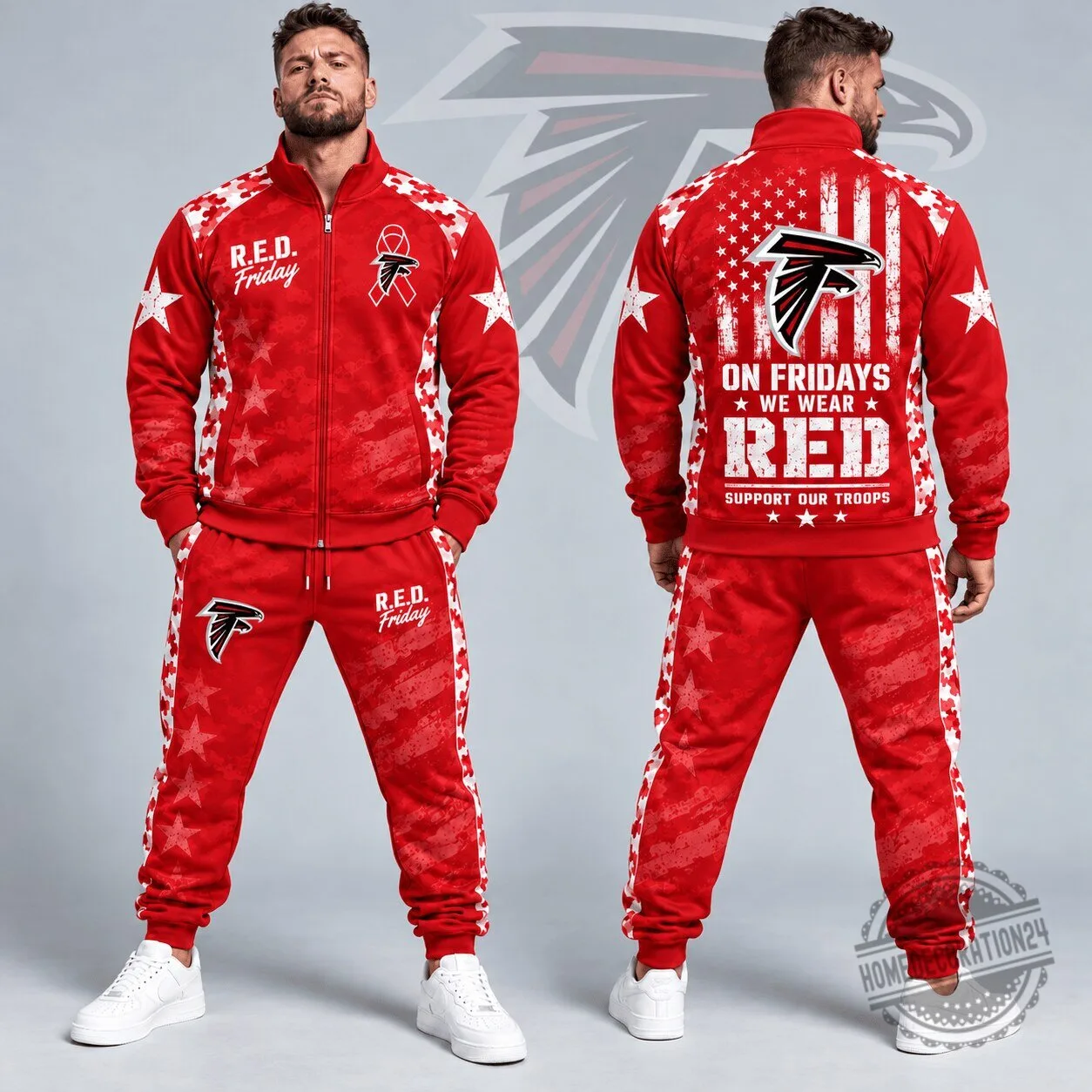 Atlanta Falcons R.E.D. Friday Military Camouflage Stars and Stripes Full Zip Jacket