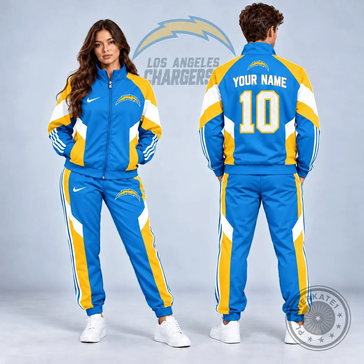Los Angeles Chargers Personalized NFL Colorblock Full Zip Jacket