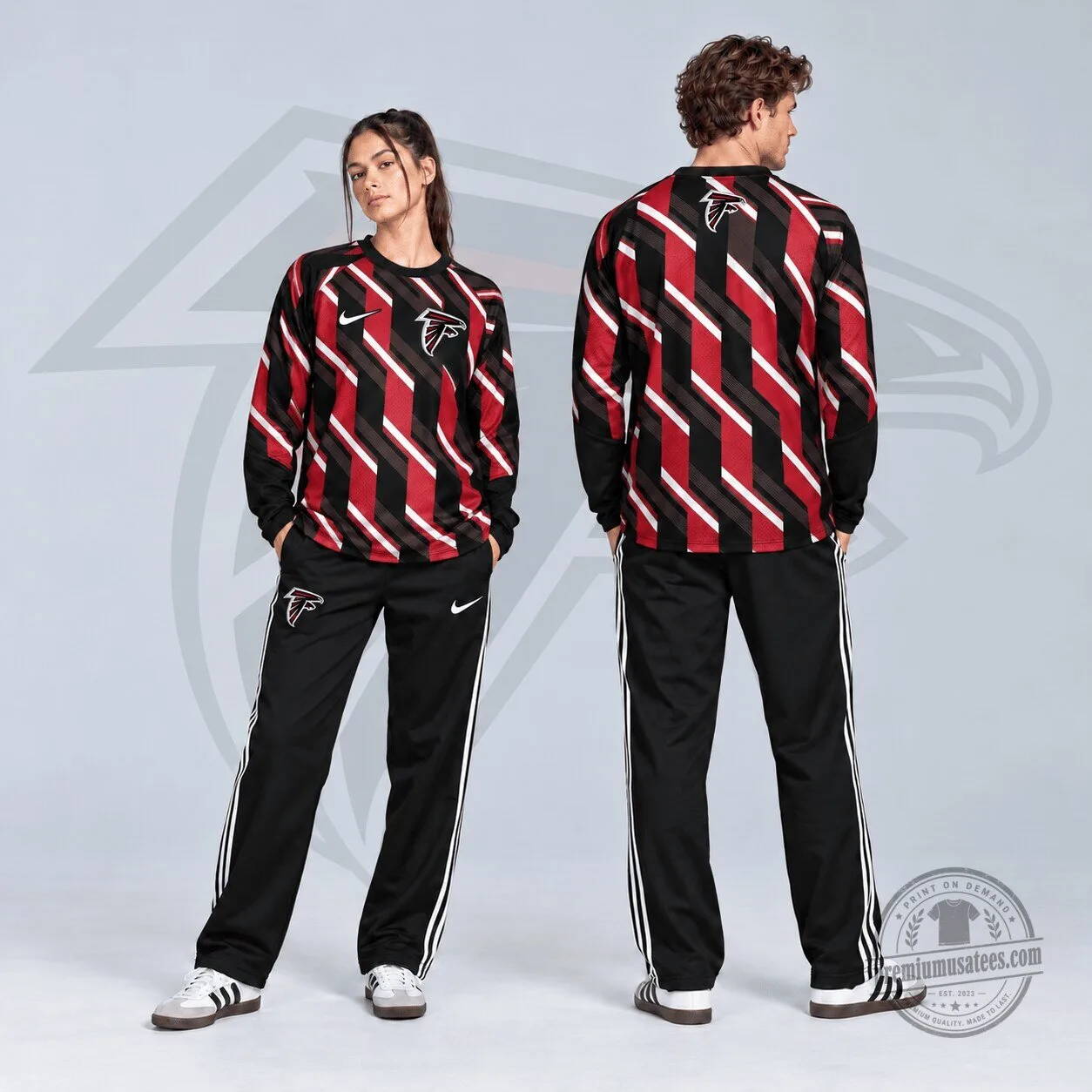 Atlanta Falcons Diagonal Stripe Long Sleeve Crewneck Shirt