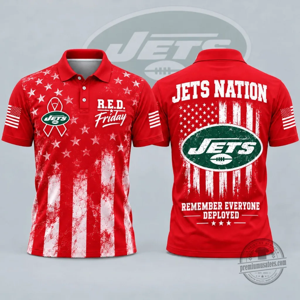New York Jets NFL R.E.D. Friday Remember Everyone Deployed Polo Shirt New York Jets NFL R.E.D. Friday Remember Everyone Deployed Polo Shirt