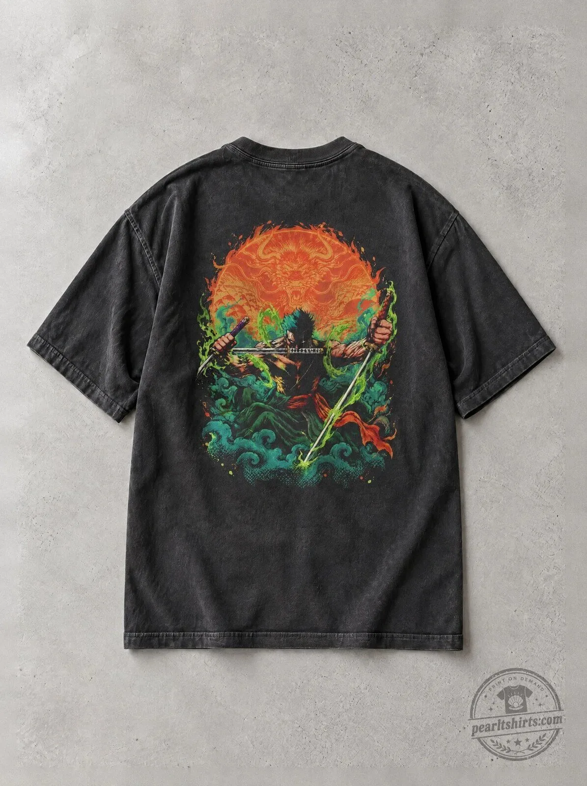 One Piece Roronoa Zoro Santoryu Inferno Graphic Vintage T-Shirt 1 One Piece Roronoa Zoro Santoryu Inferno Graphic Vintage T-Shirt