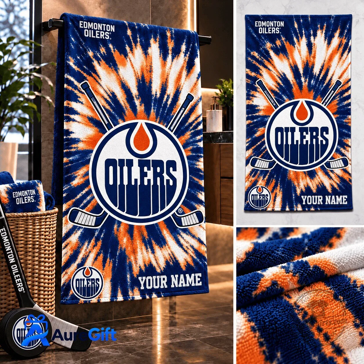 Edmonton Oilers NHL Tie Dye Personalized Bath Towel 1 Edmonton Oilers NHL Tie Dye Personalized Bath Towel