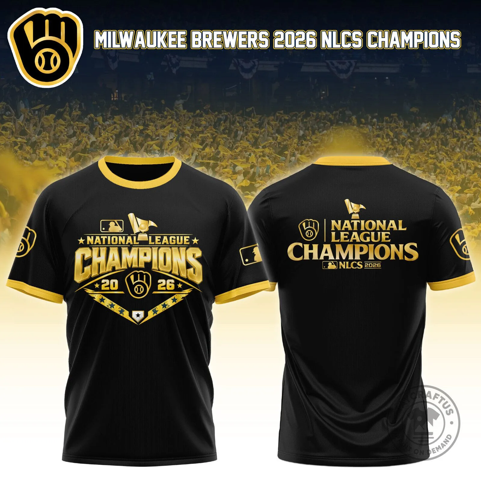 Milwaukee Brewers 2026 National League Champions Black Baseball T-Shirt 1 Milwaukee Brewers 2026 National League Champions Black Baseball T-Shirt