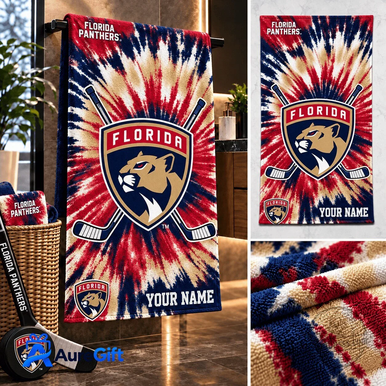 Florida Panthers NHL Tie-Dye Personalized Beach Towel 1 Florida Panthers NHL Tie-Dye Personalized Beach Towel