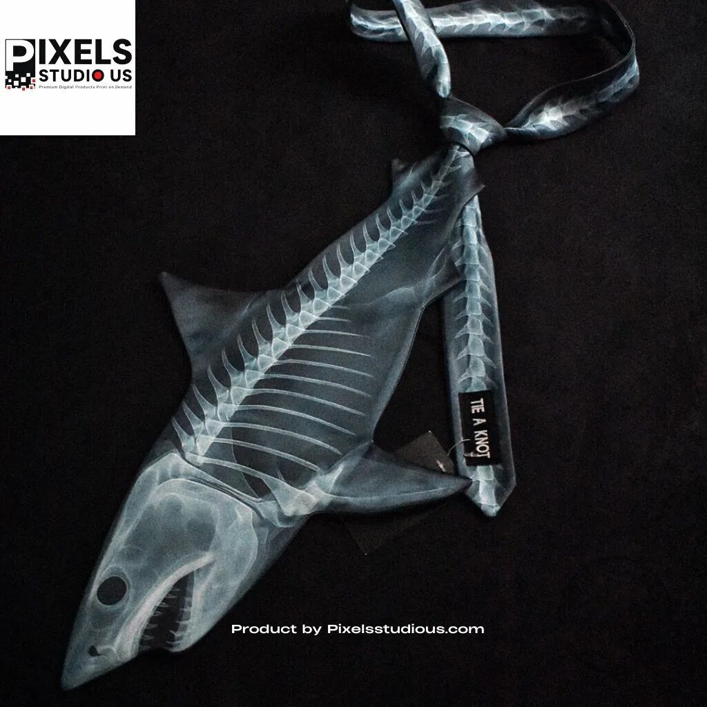 Shark X-Ray Skeleton Novelty Necktie 5 Shark X-Ray Skeleton Novelty Necktie 3D shirt or sports jersey with all-over print design