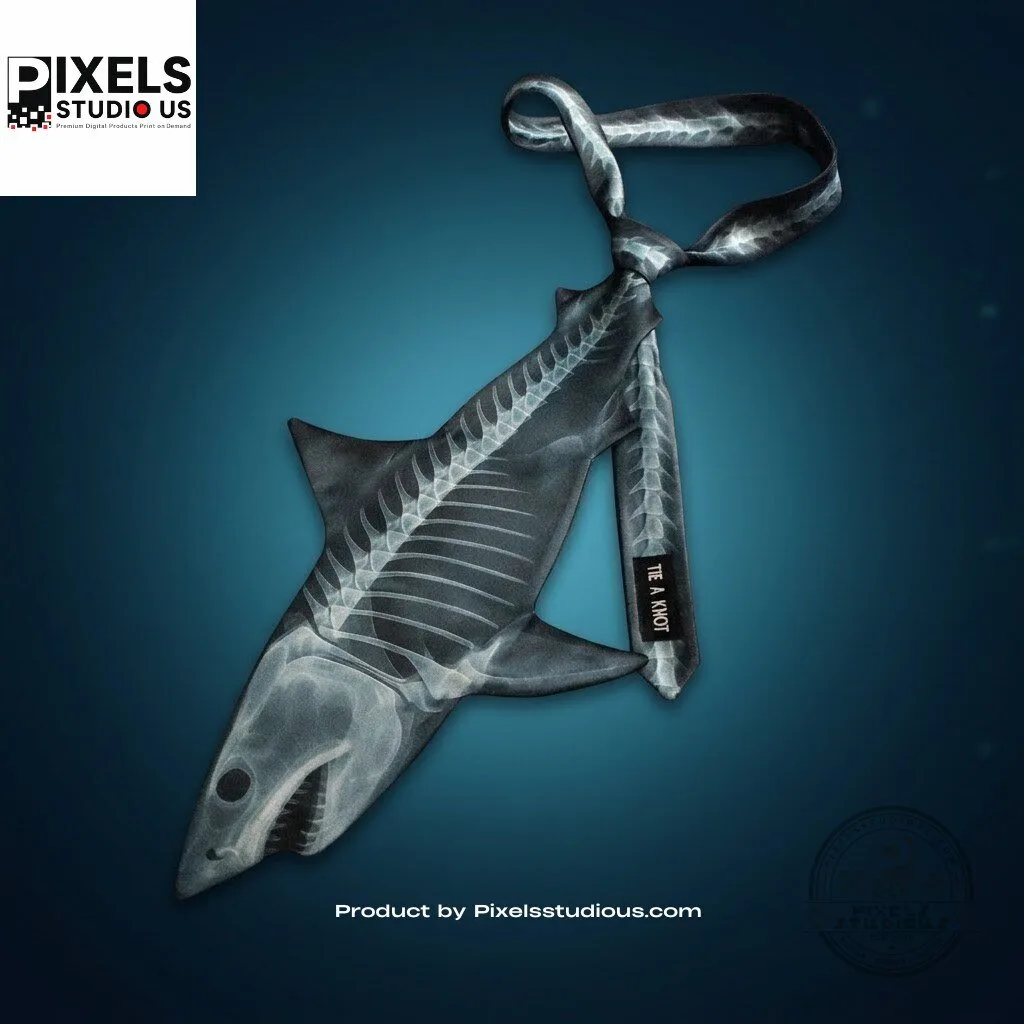 Shark X-Ray Skeleton Novelty Necktie 7 Shark X-Ray Skeleton Novelty Necktie 3D shirt or sports jersey with all-over print design