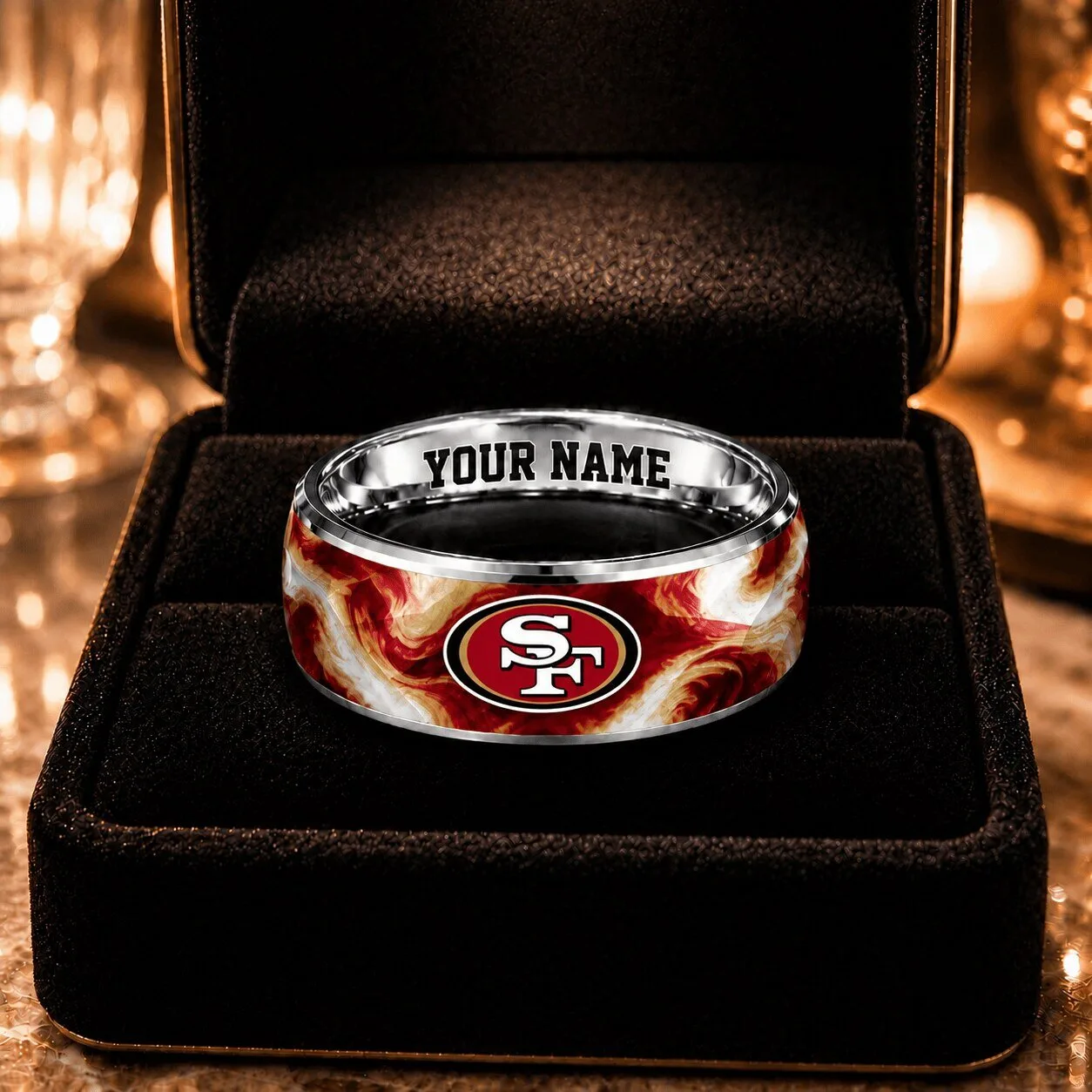 San Francisco 49ers Custom Name Football Team Logo Ring