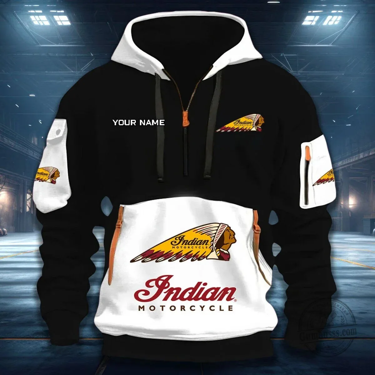 Indian Motorcycle Company Custom Name Quarter Zip Hoodie