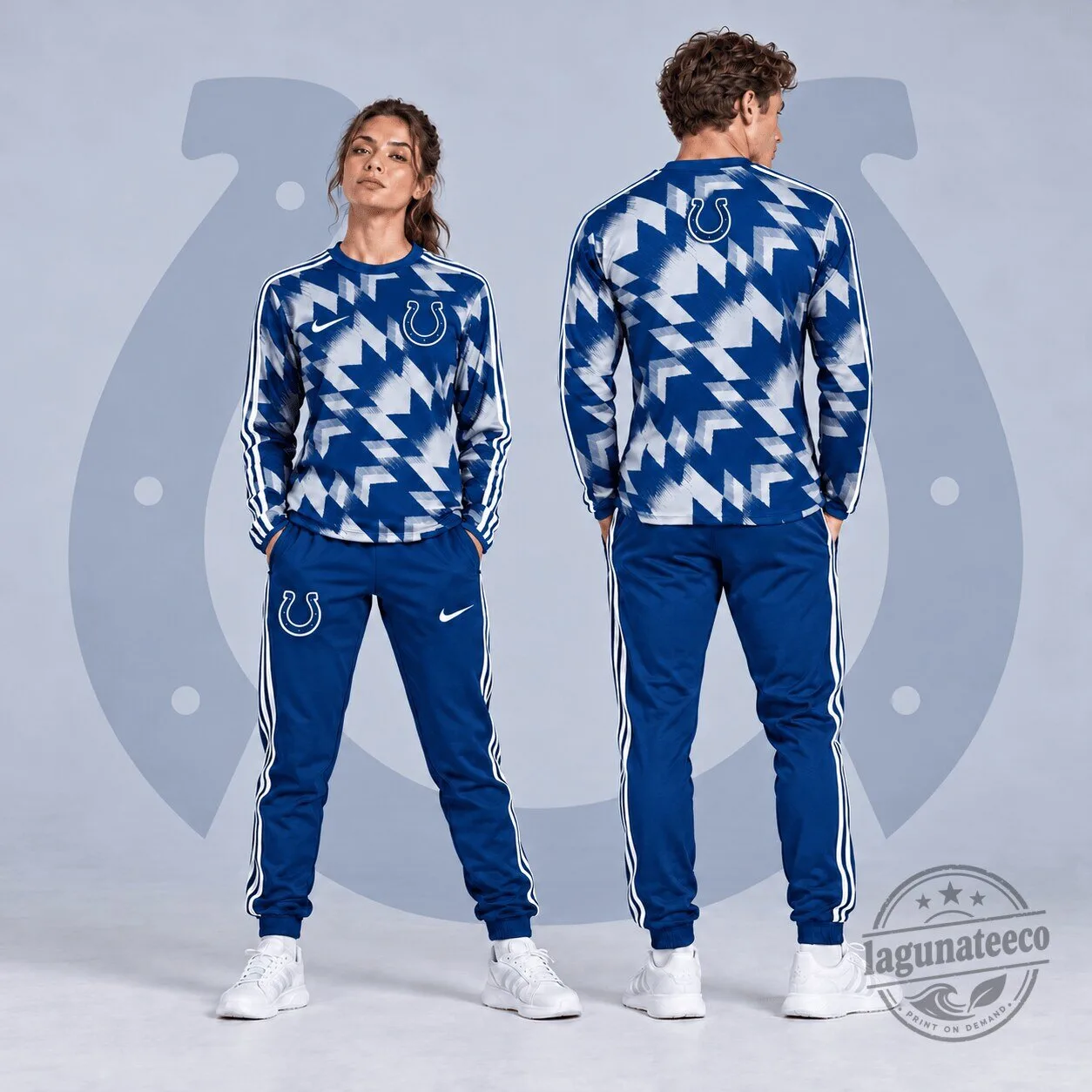 Indianapolis Colts Abstract Zigzag Camo Long Sleeve Crewneck Sweatshirt