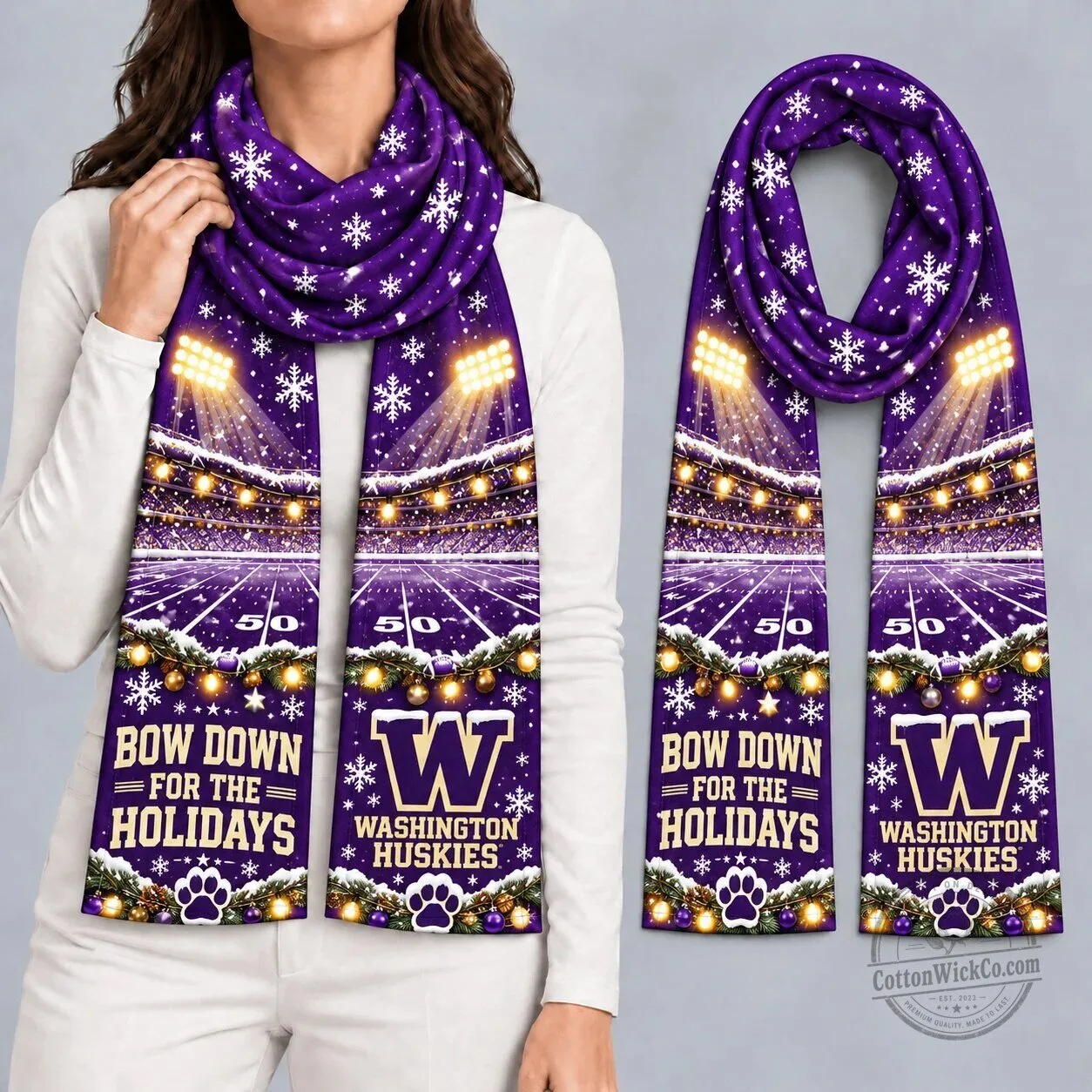 Washington Huskies Football Christmas Stadium Winter Scarf