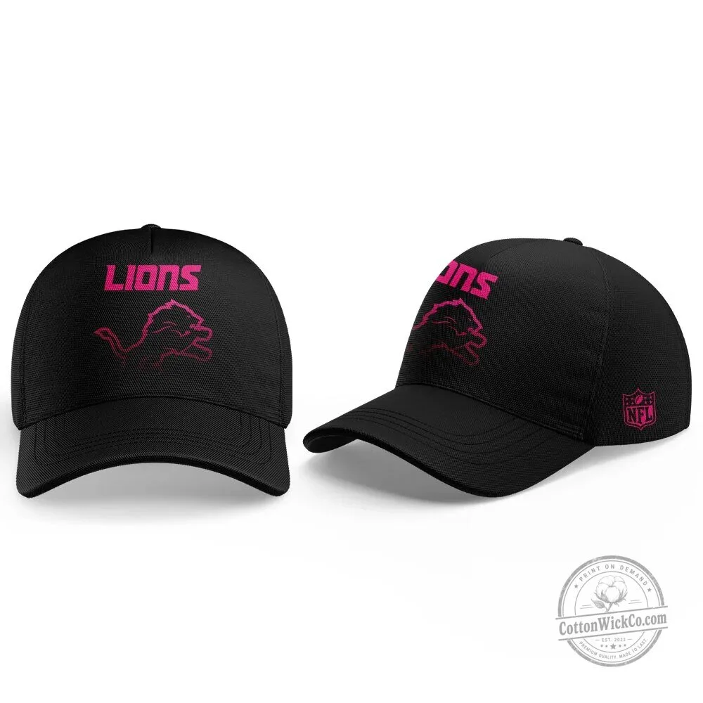 Detroit Lions NFL Cancer Awareness Month Pink Ribbon Black Hoodie 5 Detroit Lions NFL Cancer Awareness Month Pink Ribbon Black Hoodie