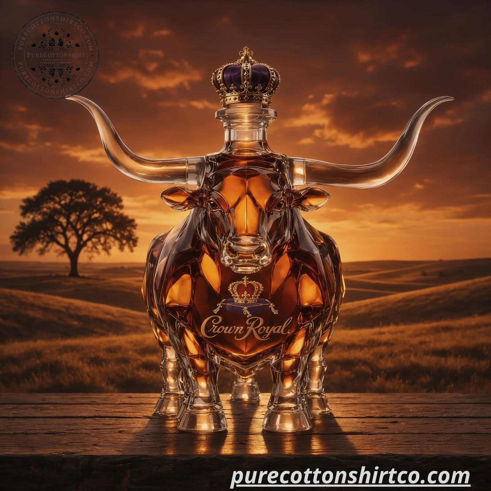 Texas Longhorns Crown Royal Whiskey Decanter - Longhorn Bull Glass Liquor Bottle - Flash Sale 4 Texas Longhorns Crown Royal Whiskey Decanter - Longhorn Bull Glass Liquor Bottle