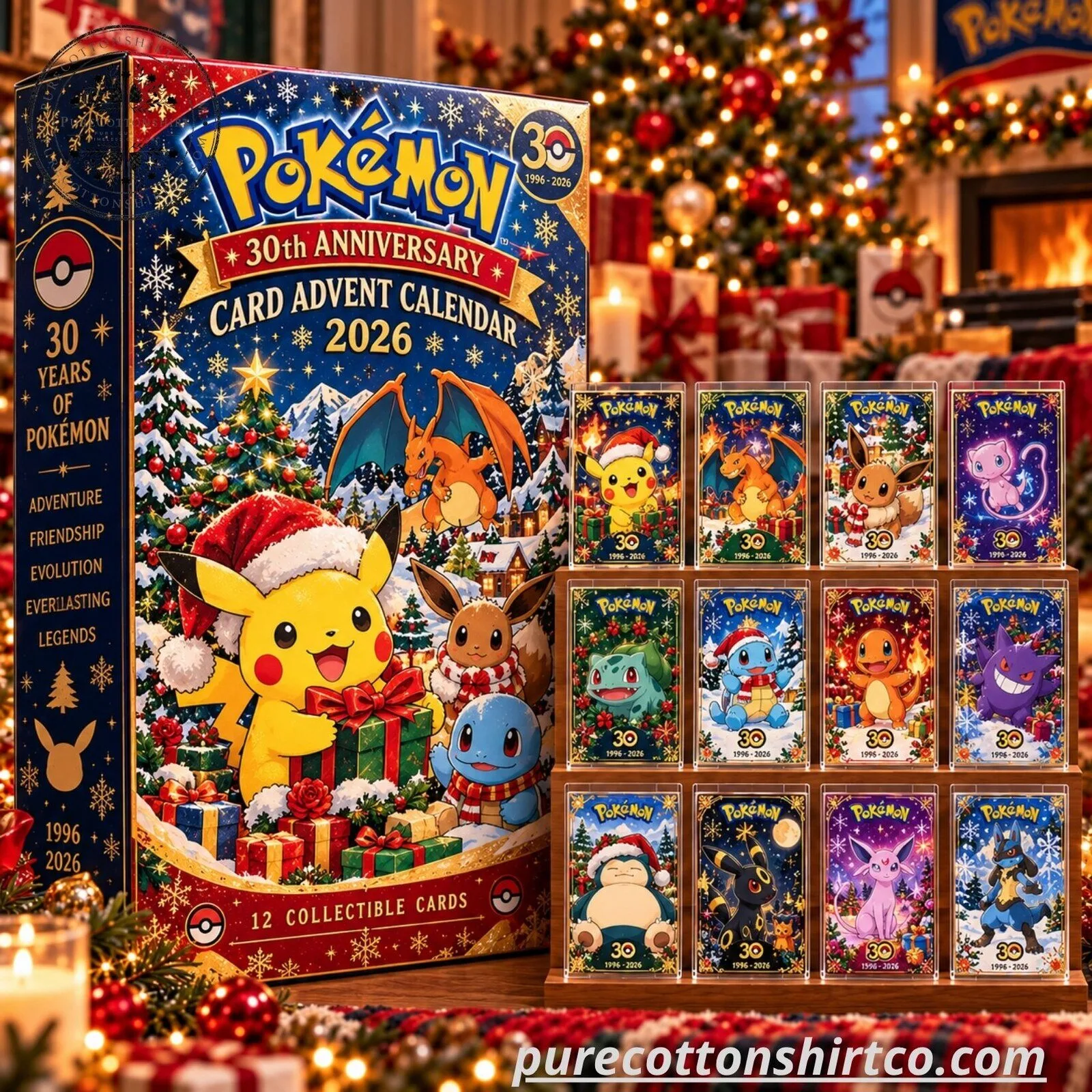 Pokemon 30th Anniversary Card Advent Calendar 2026 - 12 Collectible Trading Cards Set
