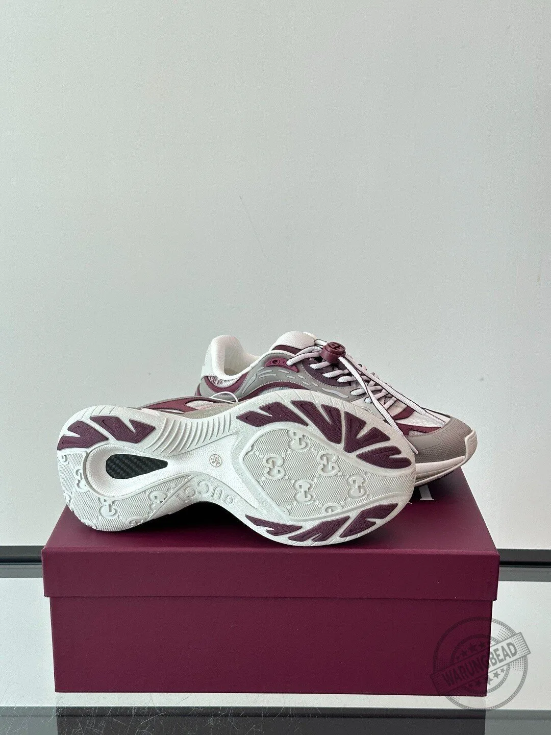 Gucci Maroon White Designer Running Shoes 9 Gucci Maroon White Designer Running Shoes