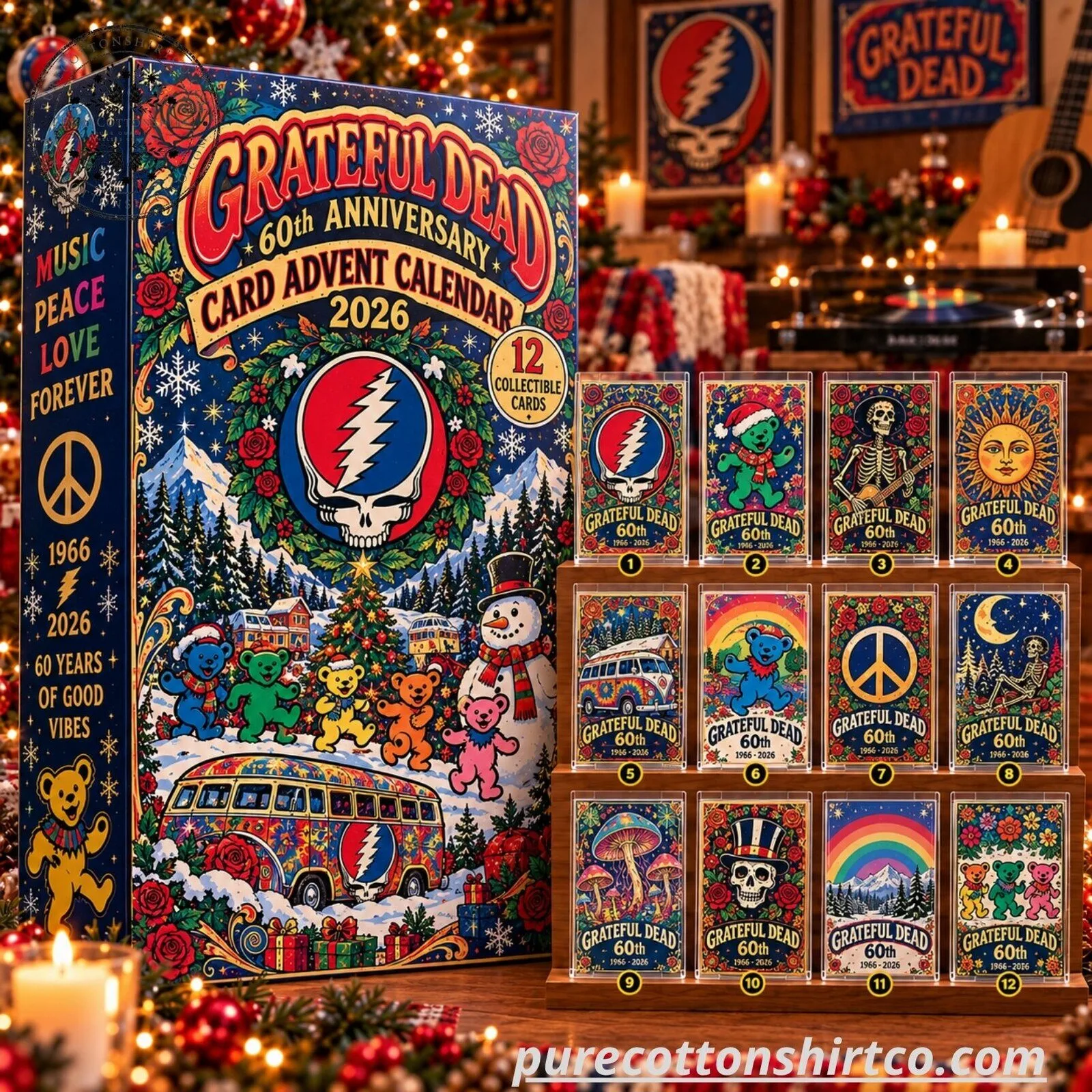 Grateful Dead 60th Anniversary Card Advent Calendar 2026 - 12 Collectible Trading Cards Set