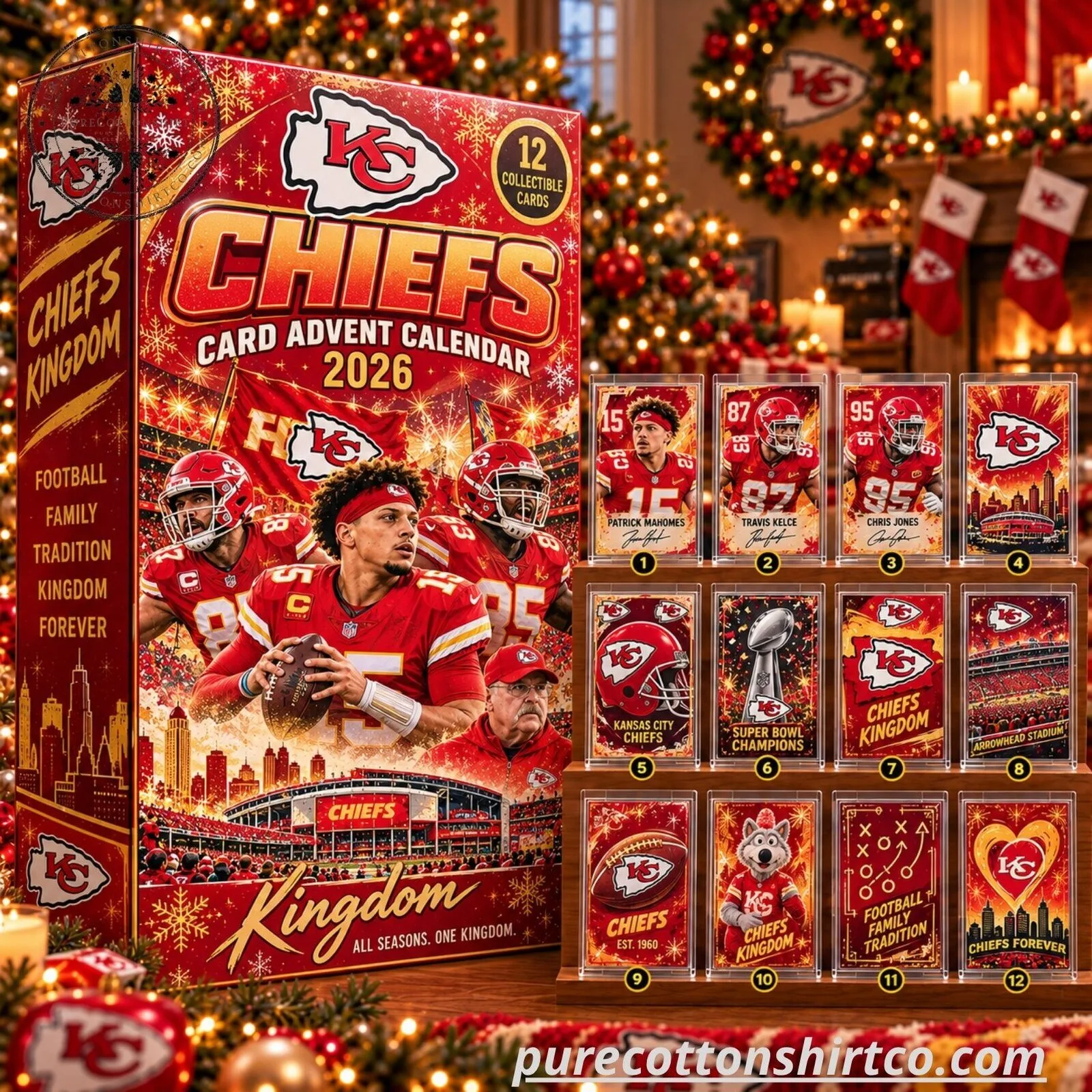 Kansas City Chiefs Card Advent Calendar 2026 - 12 Collectible Trading Cards Set