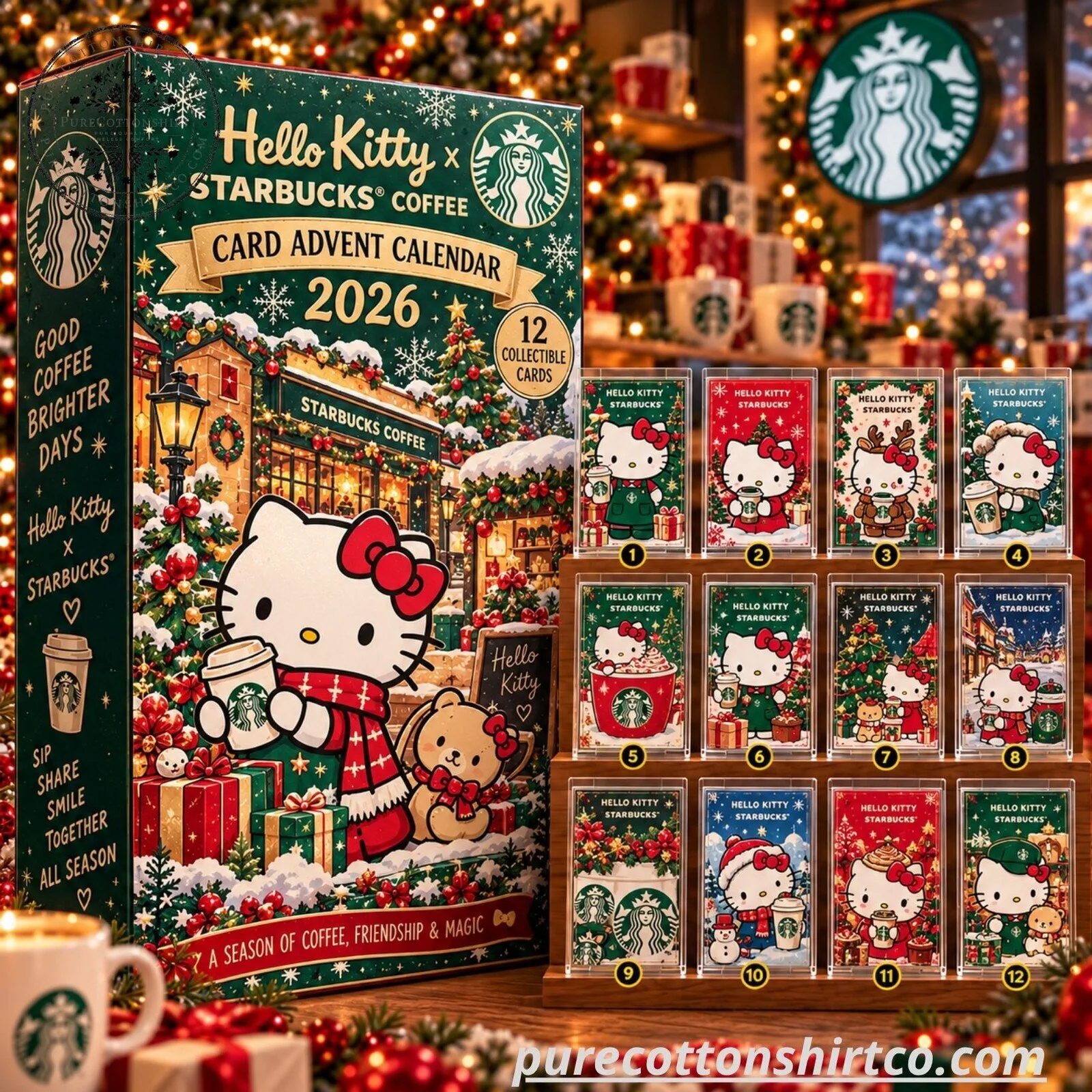 Hello Kitty x Starbucks Card Advent Calendar 2026 - 12 Collectible Trading Cards Set