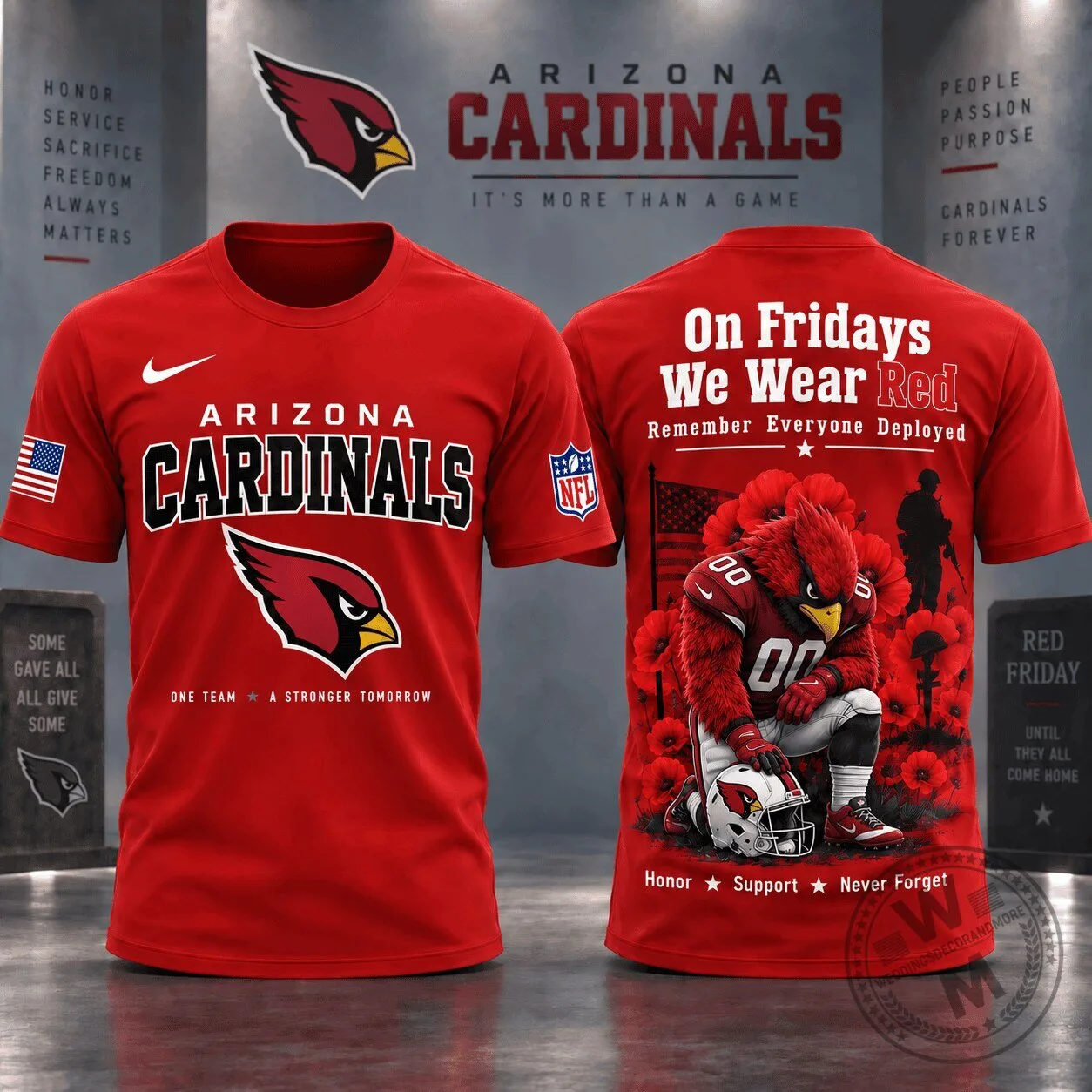 Arizona Cardinals Red Friday Remember Everyone Deployed T-Shirt
