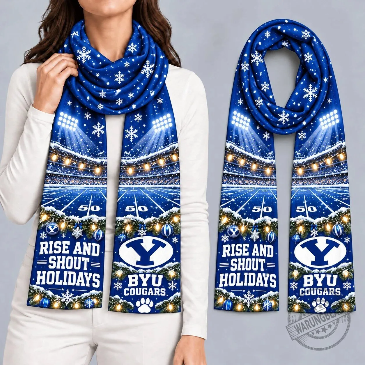 Brigham Young University Cougars Rise and Shout Holidays Christmas Scarf