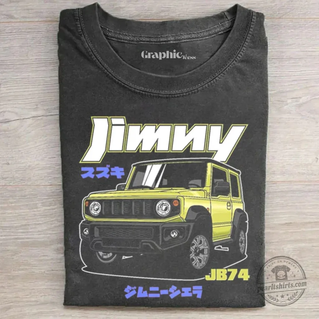 Vintage Graphic T-Shirt Featuring Suzuki Jimny JB74 Off-Road Car Design Vintage Graphic T-Shirt Featuring Suzuki Jimny JB74 Off-Road Car Design
