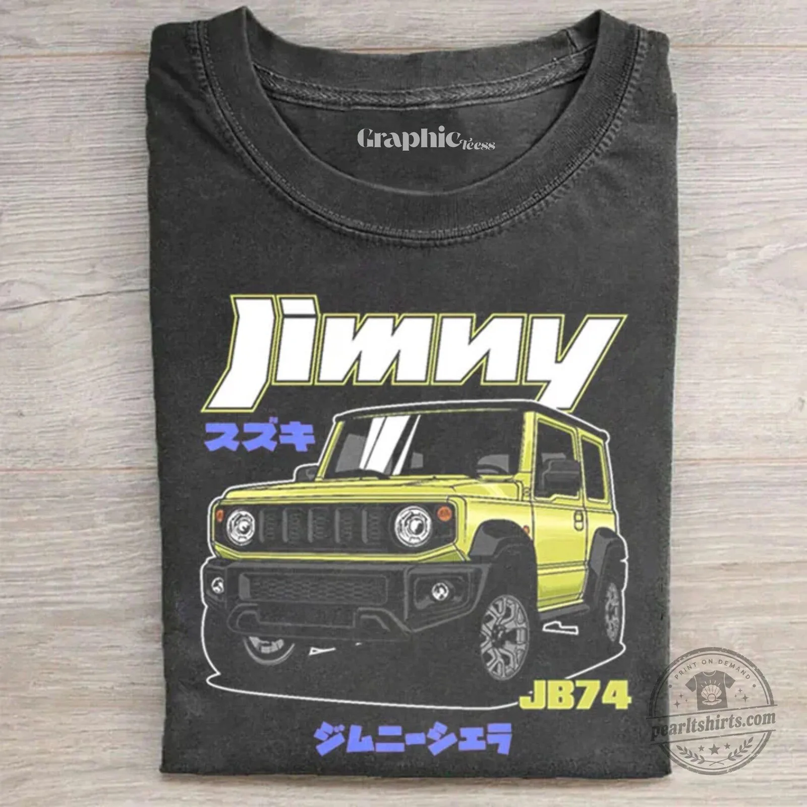Vintage Graphic T-Shirt Featuring Suzuki Jimny JB74 Off-Road Car Design 1 Vintage Graphic T-Shirt Featuring Suzuki Jimny JB74 Off-Road Car Design
