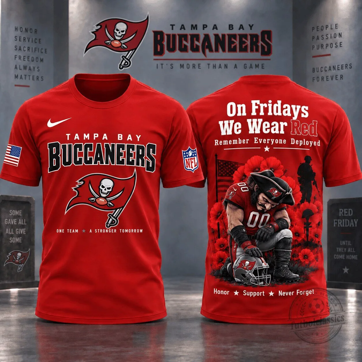 Tampa Bay Buccaneers Red Friday Remember Everyone Deployed T-Shirt
