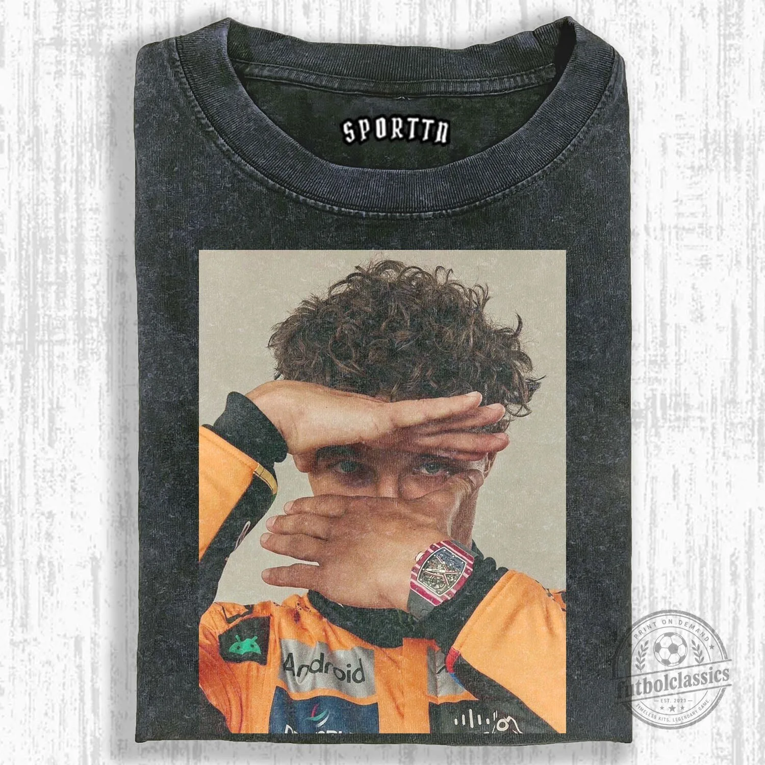 Lando Norris Formula 1 Racing Driver Portrait Graphic T-Shirt