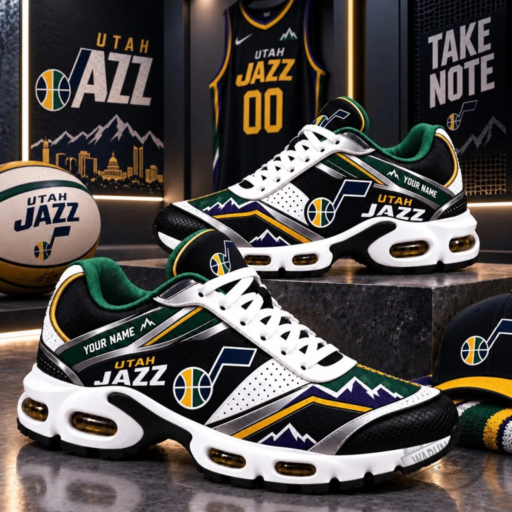 Utah Jazz Basketball Team Personalized Air Max Plus Style Running Shoes Utah Jazz Basketball Team Personalized Air Max Plus Style Running Shoes
